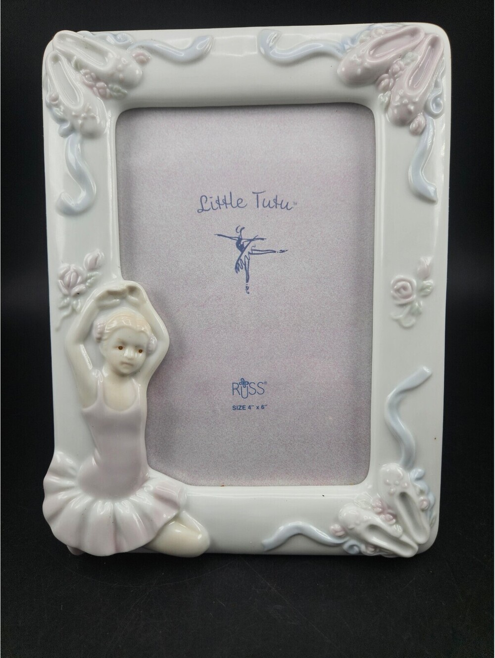 Russ Berrie Little Tutu Ballerina Picture Frame 4x6 Ceramic Ballet Dancer